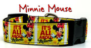 Minnie Mouse Dog collar handmade adjustable buckle collar 1"wide or leash Petcollarshandmade