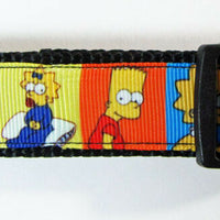 Simpsons dog collar handmade adjustable buckle collar 1" or 5/8" wide or leash - Furrypetbeds