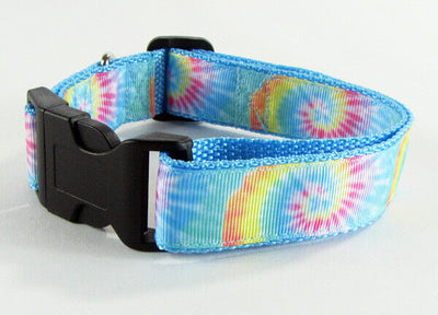 Tie Dye dog collar handmade adjustable buckle collar 1