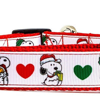Snoopy Christmas dog collar handmade adjustable buckle 1" or 5/8" wide or leash