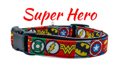 Super Heros dog collar handmade adjustable buckle collar 5/8