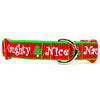 Naughty or Nice Christmas dog collar handmade adjustable buckle 1" or 1/2"wide