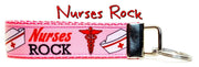 Nurses Rock Key Fob Wristlet Keychain 1"wide Zipper pull Camera strap handmade - Furrypetbeds