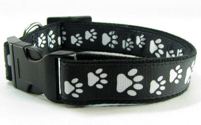 Paw Print dog collar handmade adjustable buckle collar 1