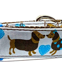 Dachshund dog collar handmade adjustable buckle collar 1" wide or leash Boy blue - Furrypetbeds