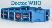 Doctor Who dog collar handmade adjustable buckle collar 1" wide or leash fabric Petcollarshandmade