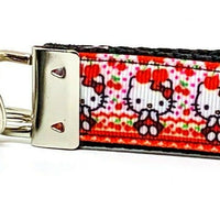 Hello Kitty Key Fob Wristlet Keychain 1"wide Zipper pull Camera strap handmade - Furrypetbeds