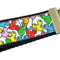 Mickey Balloons Key Fob Wristlet Keychain 1 1/4"wide Zipper pull Camera strap - Furrypetbeds