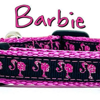 Barbie cat or small dog collar 1/2"wide adjustable handmade bell or leash