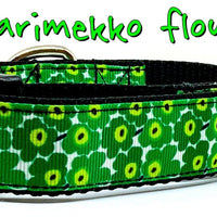 Marimekko Flowers dog collar handmade adjustable buckle 1" or 5/8"wide or leash Petcollarshandmade