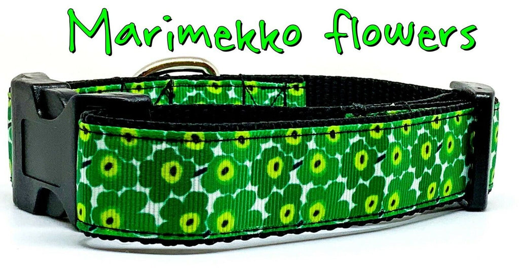 Marimekko Flowers dog collar handmade adjustable buckle 1" or 5/8"wide or leash Petcollarshandmade