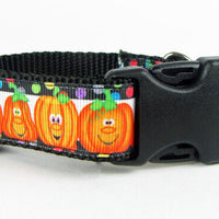 Halloween Pumpkins dog collar handmade, adjustable, buckle collar 1"wide or leash