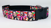 Marilyn Monroe dog collar handmade adjustable buckle 1" or 5/8"wide or leash Petcollarshandmade