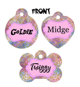 Pet ID Tag Gold Foil Personalized Custom Double Sided Pet Tag w/name & number - Furrypetbeds