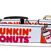 Dunkin Donuts Dog collar handmade adjustable buckle 5/8"wide or leash small dog Petcollarshandmade