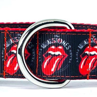 Rolling Stones dog collar Handmade adjustable buckle collar 1"wide or leash Rock