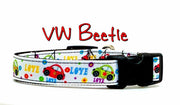 VW Beetle dog collar handmade adjustable buckle collar 5/8" wide or leash