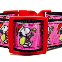 Snoopy Christmas dog collar handmade adjustable buckle collar 1" wide or leash