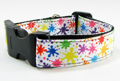 Splatter Paint dog collar handmade adjustable buckle collar 1