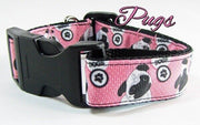 Pugs dog collar Handmade adjustable buckle collar 1" wide or leash