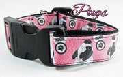 Pugs dog collar Handmade adjustable buckle collar 1" wide or leash Petcollarshandmade