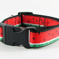 Watermelon dog collar handmade adjustable buckle collar 1" or 5/8"wide or leash