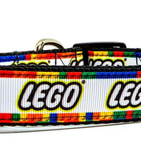 Lego dog collar handmade adjustable buckle collar 1" wide or leash Lego blocks