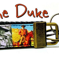 John Wayne Key Fob Wristlet Keychain 1"wide Zipper pull Camera strap handmade - Furrypetbeds