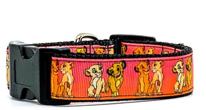 Simba & Nala Lion King dog collar handmade adjustable buckle 1" wide or leash