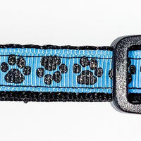 Sparkle Paw Print Cat or small dog collar 1/2"wide adjustable handmade or leash Petcollarshandmade