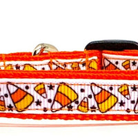 Candy Corn cat or small dog collar 1/2" wide adjustable handmade bell or leash