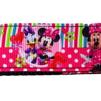 Minnie Mouse Dog collar handmade adjustable buckle collar 1" wide or leash Petcollarshandmade