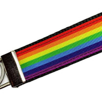 Rainbow Pride Key Fob Wristlet Keychain 1"wide Zipper pull Camera strap handmade - Furrypetbeds