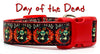 Day of the Dead dog collar handmade adjustable buckle collar 1" wide or leash - Furrypetbeds