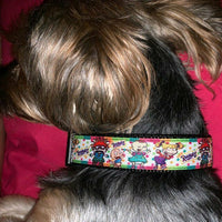 Mermaid Scales cat or small dog collar 1/2"wide adjustable handmade bell or leash - Furrypetbeds