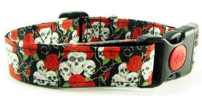 Skulls dog collar Handmade adjustable buckle collar 1