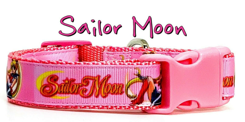 Sailor Moon dog collar handmade adjustable buckle collar 1" wide or leash pink