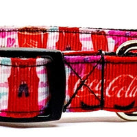 Coca Cola Dog collar handmade adjustable buckle collar 5/8" wide leash fabric Petcollarshandmade