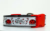 Ladybug dog collar handmade adjustable buckle 1" wide or leash Love