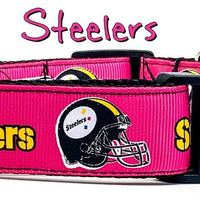 Steelers girl dog collar handmade adjustable buckle 1" or 5/8" wide or leash Petcollarshandmade