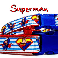 Superman dog collar handmade adjustable buckle collar 5/8" wide or leash Movie Petcollarshandmade