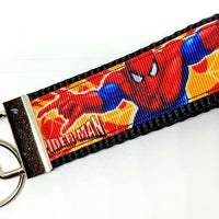 Spiderman Paint Key Fob Wristlet Keychain 1 1/4"wide Zipper pull Camera strap Petcollarshandmade