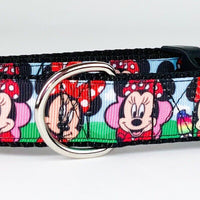 Minnie Mouse Dog collar handmade adjustable buckle collar 1"wide or leash