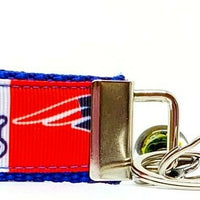 Patriots Key Fob Wristlet Keychain 1"wide Zipper pull Camera strap handmade - Furrypetbeds