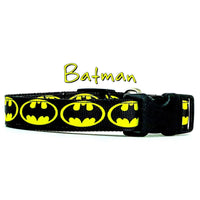 Batman dog collar handmade adjustable buckle collar 1"or 5/8" wide or leash