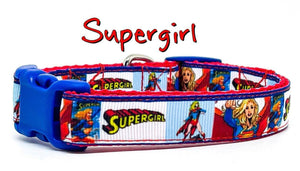 Supergirl dog collar handmade adjustable buckle collar 5/8" wide or leash Petcollarshandmade