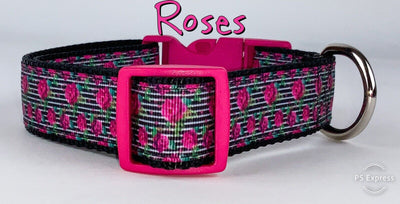 Roses dog collar handmade adjustable buckle collar 1