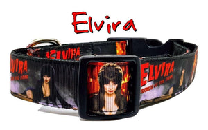 Elvira dog collar handmade adjustable buckle collar 1" or 5/8" wide or leash