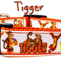 Tigger Winnie the Poo dog collar Handmade adjustable buckle 1"or 5/8" or leash
