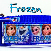 Frozen dog collar handmade adjustable buckle 1"or 5/8" wide or leash Disney